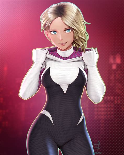 sexy spider gwen|breasts, large breasts, Spider.